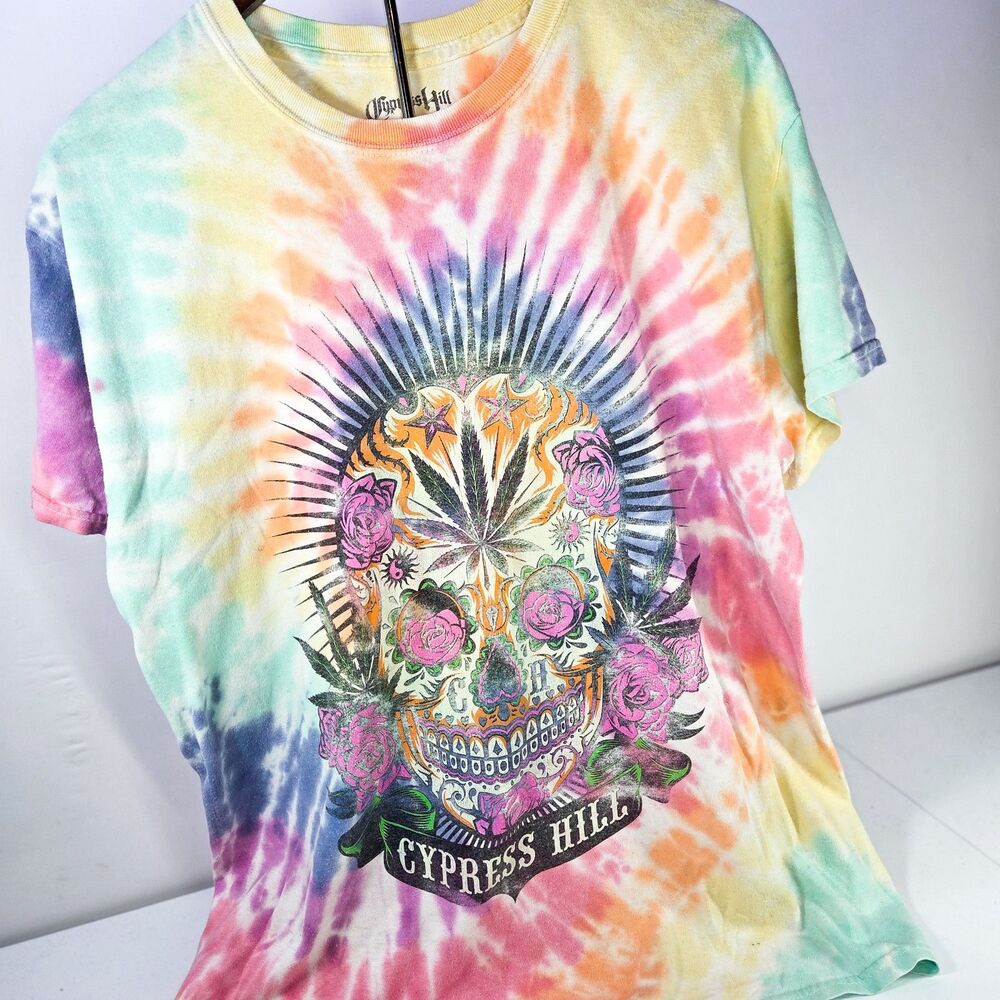 Cypress Hill Sugar Skull Tie-Dye Graphic T-Shirt Size Small